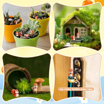 Threehoney 50 Pcs Mini Resin Animal Miniature Figurines Bulk Adorable Garden Accessories for Christmas Gifts Micro Landscape Ornaments Home Decor Bookcase Living Room Scenes Kit (Squirrel Style) - style: Squirrel Style