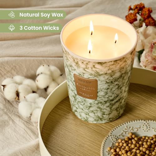 M&SENSE Extra Large Candle 35oz 150H SandalwoodJasmin Scented Candle,3 Wick Highly Scented Jar Candle, XL Candles Gift for Stress Relief, Meditation, Yoga - color: SandalwoodJasmin, size: Large