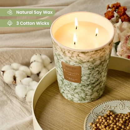 M&SENSE Extra Large Candle 35oz 150H SandalwoodJasmin Scented Candle,3 Wick Highly Scented Jar Candle, XL Candles Gift for Stress Relief, Meditation, Yoga - color: SandalwoodJasmin, size: Large