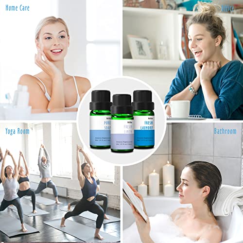 Fragrance Oil Set, MitFlor Clean Essential Oils for Diffusers for Home, 6 x10 ml, Fragrance Oil for Candle Soap Making, Diffuser Oils Gift Set, Fresh Linen, Pure Soap and More Scents