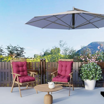 Outdoor Chair Cushions 42x21x4 Inch Set of 2, Burgundy | Patio Cushions for Dining Rocking Chairs, High Back Soft Seat Pad with Ties, Waterproof Fade Resistant, Indoor Outside Use - color: Burgundy