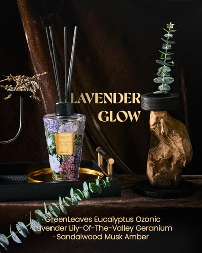 M&SENSE Reed Diffuser Set, Lavender Glow, 8.79 oz Natural Essential Oil | Non-Toxic Organic, Long-Lasting Fragrance, Ideal for Bathroom, Bedroom, Gifts for Women - color: Lavender