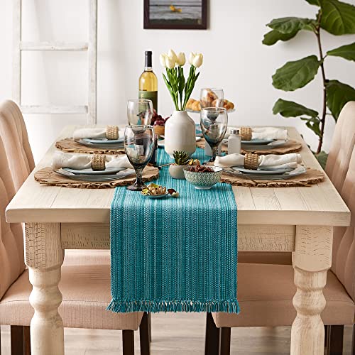 DII Variegated Tabletop Collection, Table Runner, 13x72, Teal - color: Teal, size: Table Runner, 13x72"