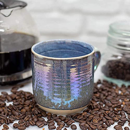 Elanze Designs Glossy Reactive Glaze Large 17 Fluid Ounce Everyday Kitchen Food Grade Ceramic Stoneware Coffee Mug Cup with Comfort Curved Handles, Set of 4, Purple Rainbow - color: Purple Rainbow