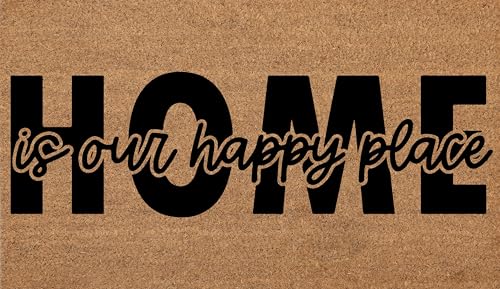 Coir Door Mats 17" X 30", Non-Slip Sturdy, PVC Backed Heavy Duty, Easy to Clean, Ideal for Door Entrance, Patio, Porch, Backyard, Garages, Home is Our Happy Place - color: Home is Our Happy Place