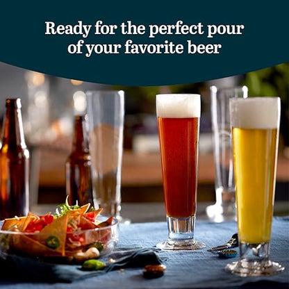 Libbey Stockholm Pilsner Beer Glasses Set of 4, 14.5oz, Tall, Slender Pint Glasses for Pilsner, Kolsch, Lager, and More, Unique Beer Gift Set - color: Pilsner 4
