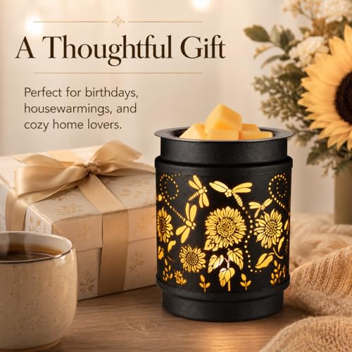 Sunflower Wax Melt Warmer Metal Wax Warmer for Scented Wax | Electric Fragrance Candle Oil Burner 2 in 1 Wax Melts as Gifts for Moms Grandma Women Girls - style: sunflower