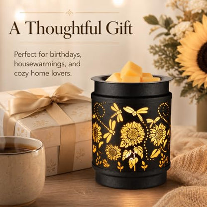 Sunflower Wax Melt Warmer Metal Wax Warmer for Scented Wax | Electric Fragrance Candle Oil Burner 2 in 1 Wax Melts as Gifts for Moms Grandma Women Girls - style: sunflower