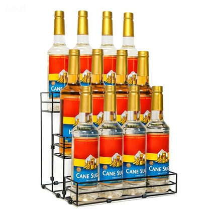 12 Bottles Coffee Syrup Organizer, 3 Tier Syrup Stand, Syrup Rack | Coffee Syrup Holder for Coffee Bar Station, Syrup Rack Organizer,Wine Rack for Countertop, Bottle Rack for Cocktail, Dressing - size: 3-Tier