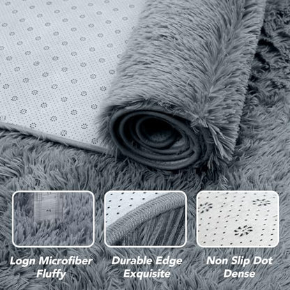 10x14 Area Rug Living Room - Fluffy Gray Soft Non-Slip Carpet | 10x14 Extra Large - 88% Love Its Softness. Elegant Gray Charm. Fluffy Comfort Non-Slip Backing Perfect 4-6 Movie Nights - color: Grey, size: 10' x 14' (Rectangular)