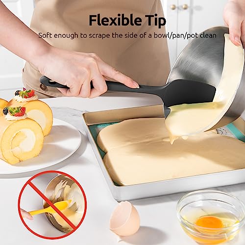 U-Taste 600ºF Heat Resistant Food Grade Silicone Spatula Set of 3, and 480℉ Heat-Resistant Food-Grade Non-Stick Firm Cooking Tong 9 inch (Black)