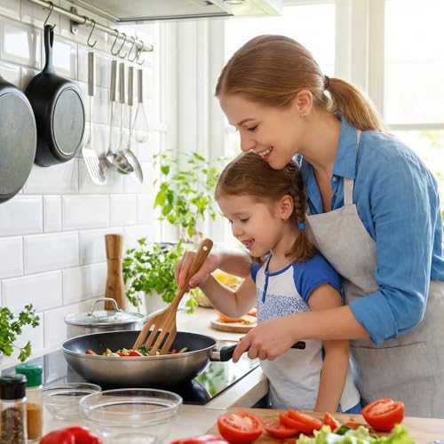 Non Toxic Wooden Cooking Utensils Set Flat Wood Spatula Spurtle Scraper | Acacia Spatula for Kitchen Use Slotted Turner Teak Utensil Cucharones De Cocina Wok Spatula Bamboo Non Stick Kitchen Utensils - color: 4 PCS SPATULA