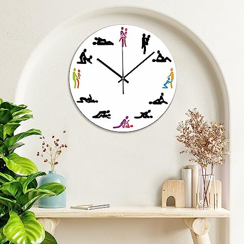 Valentine's Day Gift Wall Clock 10x10 Inch Bathroom PVC Wall Clocks Battery Operated Quartz Analog Quiet Modern Wall Hanging Round PVC Clock for Bedroom Laundry Room School - color: Style-6, size: 10x10in（black）