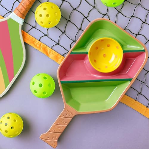 Pickleball Paddle Snack Tray - Cool Pickleballs Serving Tray for Snack - Paddle-Shaped Serving Tray with Compartments - Unique and Durable Divided Snack Trays for Pickleball Fans-Pink - color: Pink