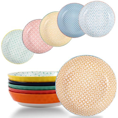 Large Ceramic Pasta Bowls Set of 6, 30 Oz Large Salad Bowls for Kitchen, 8.25 inch Decorative Ceramic Serving Bowl, Pasta Plates, Porcelain Dinner Soup Bowl Set, Microwave&Oven&Dishwasher Safe - size: 30 Oz-8.25"