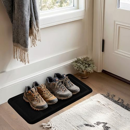 Croft&Cane Rubber Boot Tray - 2 Pack Black 16x32 inch Waterproof Shoe Tray | Heavy Duty Big Foot Indoor Outdoor Boot Mat with Raised Edges - Slip Resistant Entryway Garage Pet Feeding Multi-Purpose Mat - size: 2 Pack Boot Tray-16x32 Inches