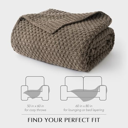 EVERGRACEHOME Chunky Chenille Knit Throw Blanket, 50 x 60, Mocha Brown | Sculpted Moss Stitch, Chic Modern Farmhouse, All-Season Warmth, OEKO-TEX® Certified, Elegant Blanket for Couch, Bed, Sofa - color: Mocha Brown, size: 50" X 60"