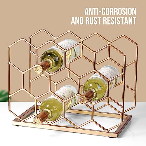 14 Bottle Countertop Wine Rack - Freestanding Modern Gold Metal Wine Rack - Tabletop Wine Holder Stand for Cabinet, Pantry, Wine Bottle Storage…… - color: Gold