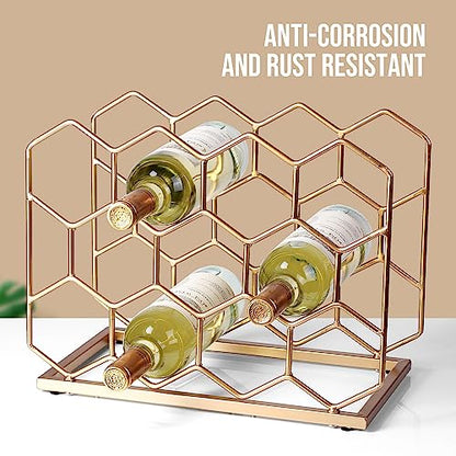 14 Bottle Countertop Wine Rack - Freestanding Modern Gold Metal Wine Rack - Tabletop Wine Holder Stand for Cabinet, Pantry, Wine Bottle Storage…… - color: Gold