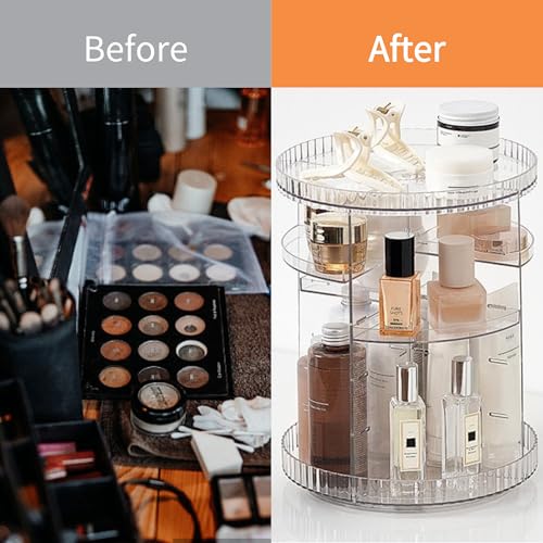 Clear Rotating Makeup Organizer,8 Adjustable Layers Vanity Organizer Skincare Storage,Cosmetic Display Case 360° Stabilizly Spinning Multi-Function Storage for Bathroom and Bedroom Countertop - size: Tall | 8 Tier