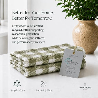 CSL Premium Kitchen Towels Set of 6,Highly Absorbent,Quick Dry,18x28,Green | Cotton, Soft and Lint-free, Hanging Loop, Holds up Wash After Wash, Fresh Tone, Suits any style, Great Bundle Value - color: Olive - Waffle, size: 6 Pack