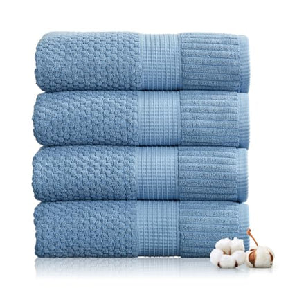 4 Pack 100% Cotton Bath Towels | Blue Towels | Oeko‑TEX Standard 100 | Soft & Absorbent, Quick‑Dry | Trinity Collection - Blue Shadow - color: Blue Shadow, size: Bath Towels (4 Pack)