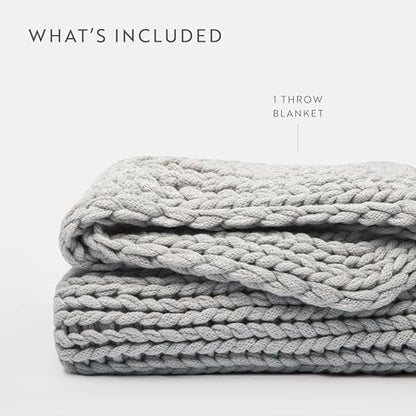 Merit Linens Chunky Knit Throw Blanket - One Size Light Gray - color: Chunky Hand-knit Light Gray