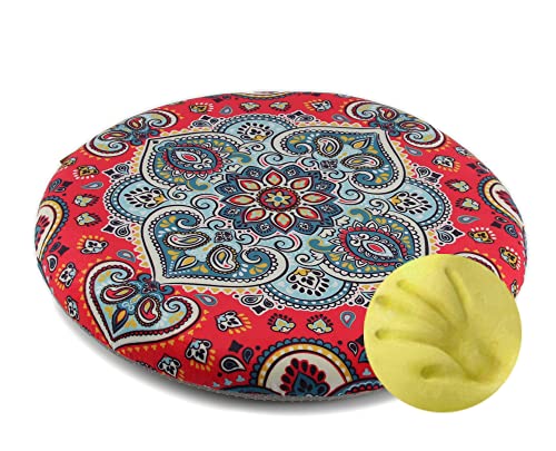 Sigmat Memory Foam Seat Cushion Anti-Slip Round Chair Pad 18 in Floral | Memory Foam Anti-slip Round Chair Cushion, Soft Machine Washable Cushion for Office, Dining Chairs & Car Seats - color: Floral, size: 18 Inch