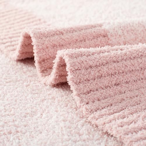 Carriediosa Heather Throw Blanket 60x80, 400GSM Ultra Soft Microfiber | Dusty Pink, Fuzzy Fluffy Cozy Plush Knit Knitted Throws, Lightweight Cute Preppy Fall Blankets for Couch, Bed - color: Heather - Dusty Pink, size: 60" X 80"