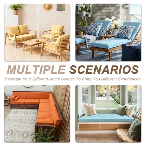 Bay Window Cushion, Bench Cushions Chenille Fabric for Indoor Furniture, Mudroom, Reading Nook, Kitchen Dining Room, Piano Bench, Breakfast Nook, 75D High-Resilience Foam, Non Slip Bottom - color: [Herringbone Weave] Dusty Blue
