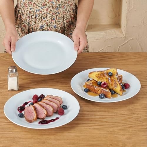 10.5" Round Dinner Plates Set of 4, White Ceramic Plates for Dinner, Salad, Appetizer & Dessert, Microwave, Dishwasher Safe Dinnerware for Kitchen, Perfect to Party Wedding Birthday & Christmas Dishes - color: Round 10.5"