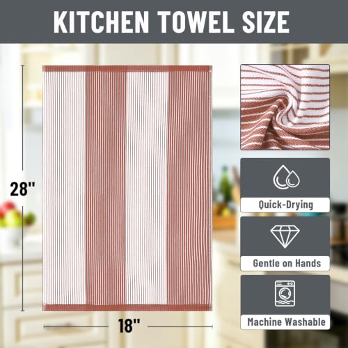 Homaxy Premium 100% Cotton Kitchen Towels 18"x28", 6 Pack, Rust | Large Kitchen Hand Towels, Soft and Absorbent Tea Towel, Dish Towels with Hanging Loops - color: Rust, size: 18 x 28 - 6 Pack