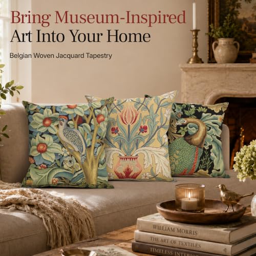 William Morris The Tulip Tapestry Throw Pillow Cover 18 x 18 in - color: Red Tulip