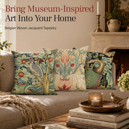 William Morris The Tulip Tapestry Throw Pillow Cover 18 x 18 in - color: Red Tulip