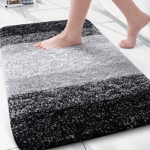 Arotive Microfiber Bathroom Rugs, Shaggy Soft Absorbent Bath Rug, 30x20 | Black, Rubber Backing Thick Plush Machine Washable Dry Bath Mats for Bathroom, Tub and Shower, Rectangular - color: Black, size: 30" X 20"