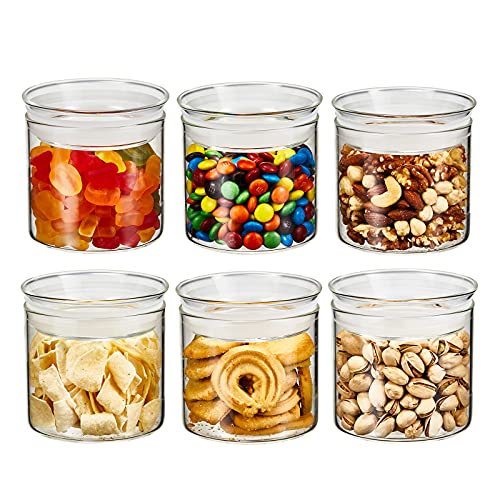 ZENS 17oz Glass Jars with Airtight Lid, Set of 4 Small Glass Storage Jars | Borosilicate Glass Canisters Set with Lids, Small Storge Containers for Kitchen Spice, Sugar, Blooming Tea, - size: 5-20oz 6Pack