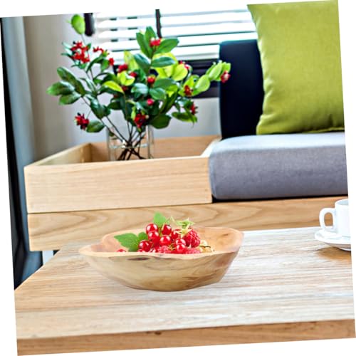 Luxshiny Wood Fruit Bowl Rustic Carved Serving Bowl for Salad Snacks and Fruit 7.95 X 7.08 X 2.36 in Decorative Tray for Dining Room Living Room Kitchen Garden Housewarming Gift