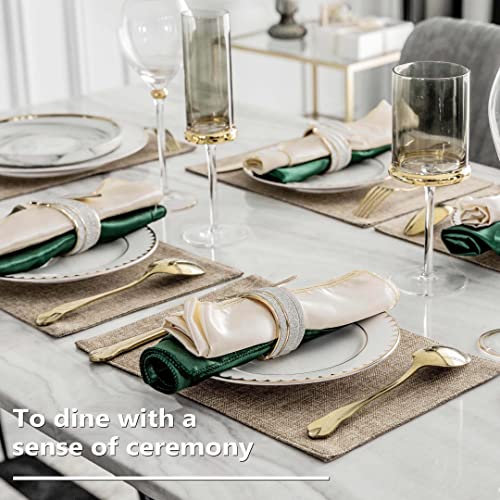 Home Brilliant Cotton Linen Placemats Set of 6 Heat Resistant Textured Place mats Washable Cloth Placemats for Kitchen Dining Table, Natural Linen - color: Natural Linen, size: Placemats 13" x 19", Set of 6