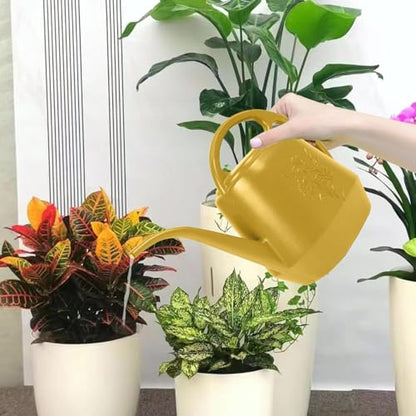 1 Gallon Watering Can Indoor Plants, 2026 Long Spout Large Capacity Modern Plastic Watering Can with Ergonomic Handle,Outdoor Watering Can for Flower Plants House Bonsai Garden Patio Office - color: Zy-yellow