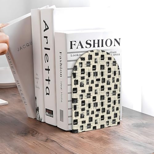 Torn Abstract Geometric Shapes Print Book Ends, 1 Pair Sturdy Wooden Bookends for Shelves Heavy Duty Non-Slip Wood Bookend for Home Office Library School Study Decoration