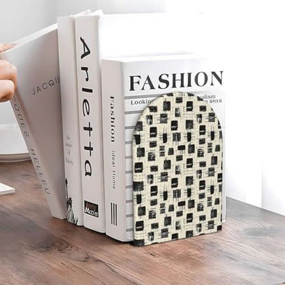 Torn Abstract Geometric Shapes Print Book Ends, 1 Pair Sturdy Wooden Bookends for Shelves Heavy Duty Non-Slip Wood Bookend for Home Office Library School Study Decoration