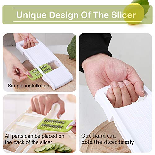 NACOLUS 5 in 1 Mandoline Slicer Vegetable Slicer Mandolin Multi Blade Potato Veggie Slicer Vegetable Cutter Julienne Shredder Potato Slicer Green - color: Green