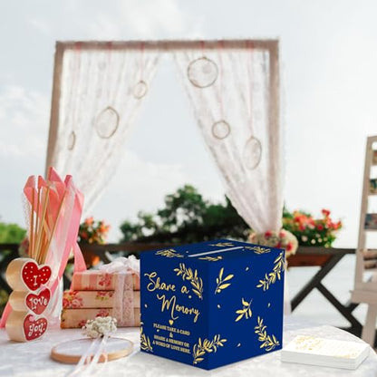 Pajean 50 Share a Memory Cards for Celebration of Life,Blue,Gold,Trendy - color: Blue Gold, style: Trendy