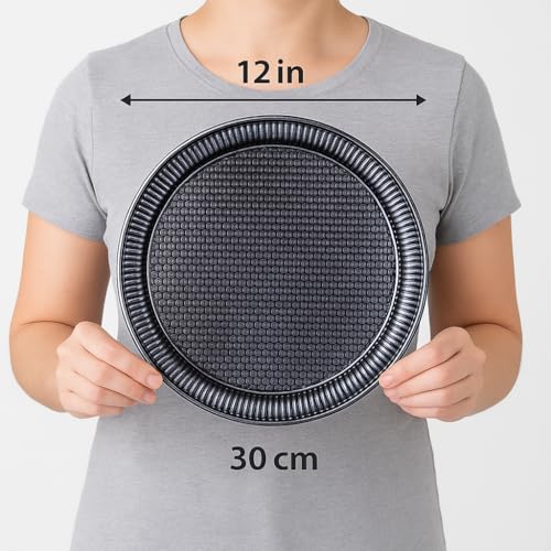 Alisveristime Round Hammered Metal Serving Tray – Ottoman Style, (11.8" Diameter, 12.6 oz) 5 Color Options (Black) - color: Black