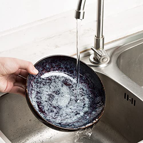 30oz Ceramic bowls set of 4-8" serving bowls for Kitchen,Pasta,Salad-Dishwasher & Microwave Safe Perfect for Housewarming, Thanksgiving, Christmas-Speckled Bluish Purple - color: Speckled Bluish Purple