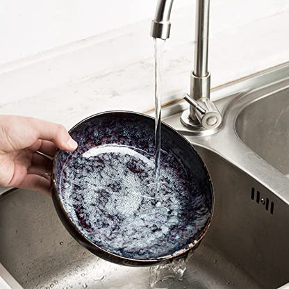 30oz Ceramic bowls set of 4-8" serving bowls for Kitchen,Pasta,Salad-Dishwasher & Microwave Safe Perfect for Housewarming, Thanksgiving, Christmas-Speckled Bluish Purple - color: Speckled Bluish Purple