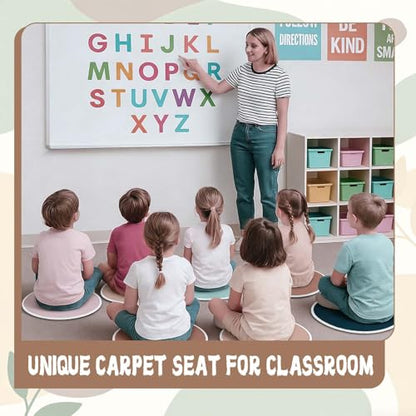 12Pcs Round Classroom Rug,15.7in Round Floor Cushion Large Colorful Rug Playroom Rug Non Slip and Washable,Suitable for Kindergarten Daycare Center Educational Learning Kids Room - color: Round-boho