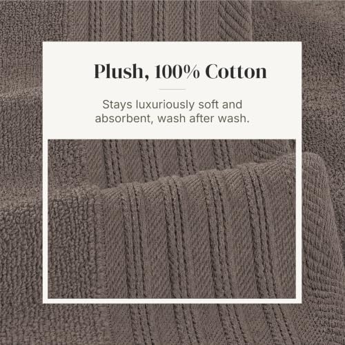 Modern Threads 6 Piece Cotton Bath Towel Set – Ultra Soft 550 GSM Towels – Bathroom Set with Hand Towels and Washcloths – Geometric (Classic Taupe) - color: Classic Taupe, size: Standard, style: Geometric
