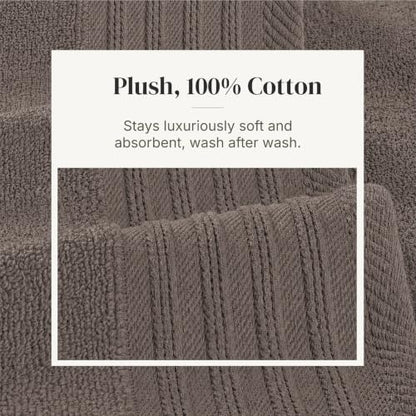Modern Threads 6 Piece Cotton Bath Towel Set – Ultra Soft 550 GSM Towels – Bathroom Set with Hand Towels and Washcloths – Geometric (Classic Taupe) - color: Classic Taupe, size: Standard, style: Geometric