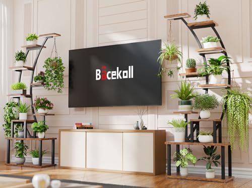 BACEKOLL Plant Stand Indoor with Grow Lights, 63" Tall Lighted Plant Shelf | 9 Tier Corner Plant Holder for Indoor Growing, Large Flower Display Rack for Living Room, Bedroom, Office, Home Decor, Black